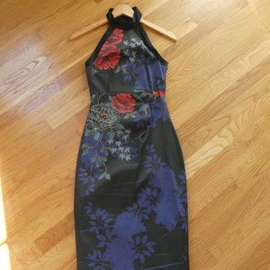 Karen Millen High Neck Floral Cocktail Dress, Size 4